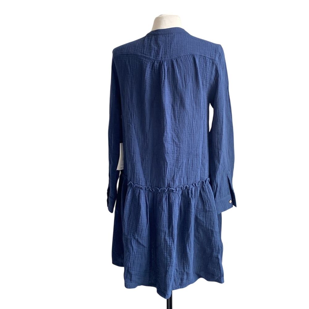 Carve Designs Gauze Shirt Dress Womens Sz Medium Navy Button Down Long Sleeve — image 5 of 6